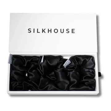 LARGE SILK SCRUNCHES - BLACK