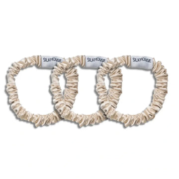 SKINNY SILK SCRUNCHES - CHAMPAGNE