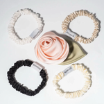 100% SKINNY SILK SCRUNCHIES - BEIGE