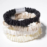 100% SKINNY SILK SCRUNCHIES - BEIGE