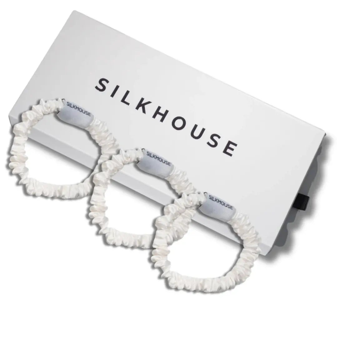 SKINNY SILK SCRUNCHES - WHITE