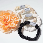 100% SKINNY SILK SCRUNCHIES - BEIGE