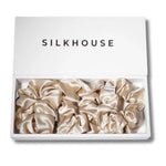 100% SILK LARGE Scrunchies - CHAMPAGNE