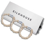 100% SKINNY SILK SCRUNCHIES - CHAMPAGNE