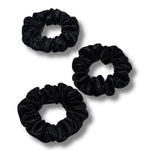 100% SILK LARGE Scrunchies - BLACK