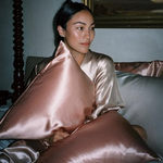 TAIE D'OREILLER 100% SOIE 22 MOMMES - ROSE SATINÉ