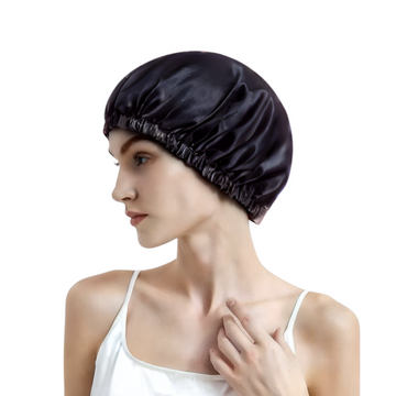 100% SILK NIGHTCAP - BLACK