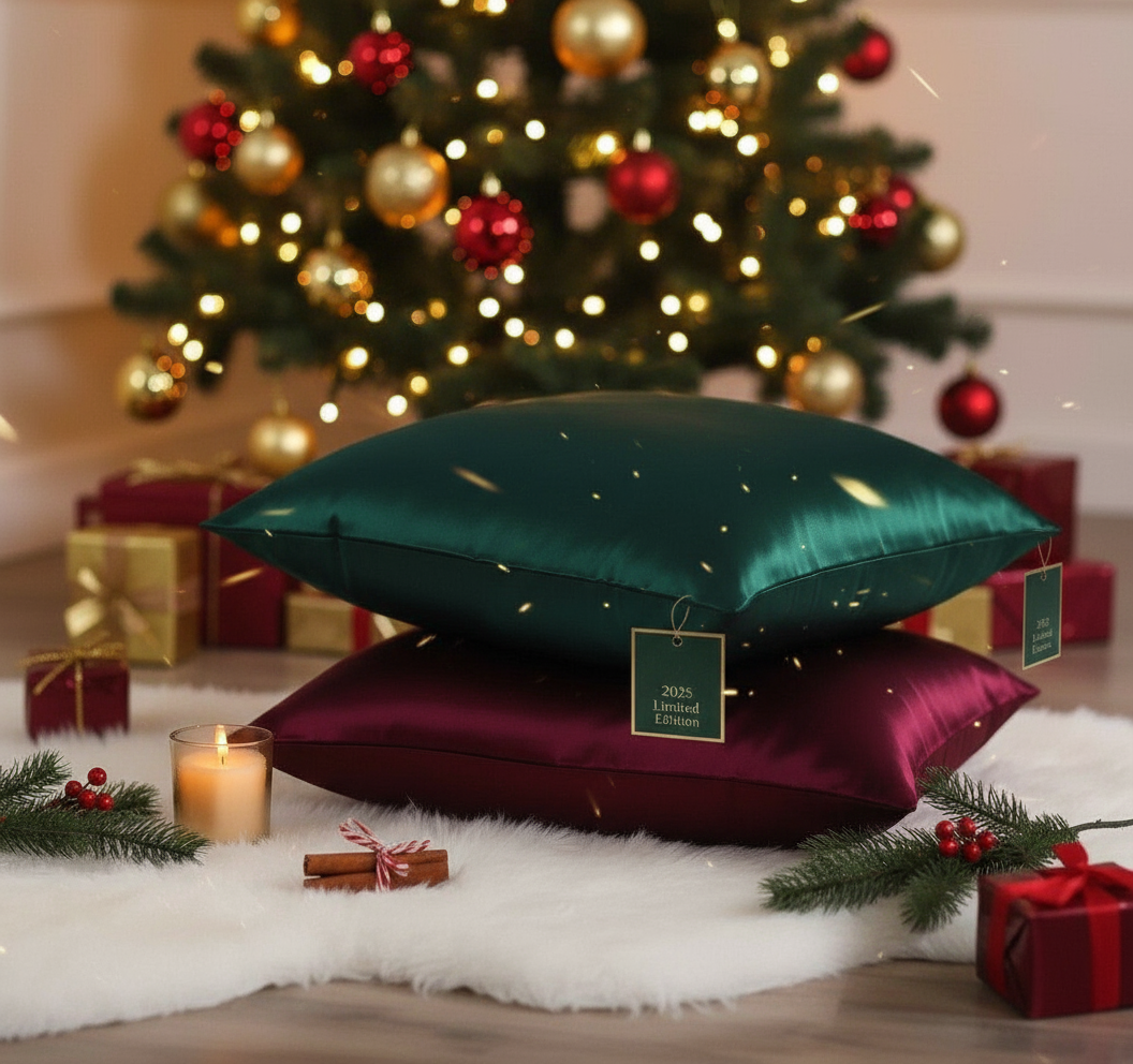 TAIE D'OREILLER 100% SOIE 22 MOMMES - ÉDITIONS LIMITÉES NOËL